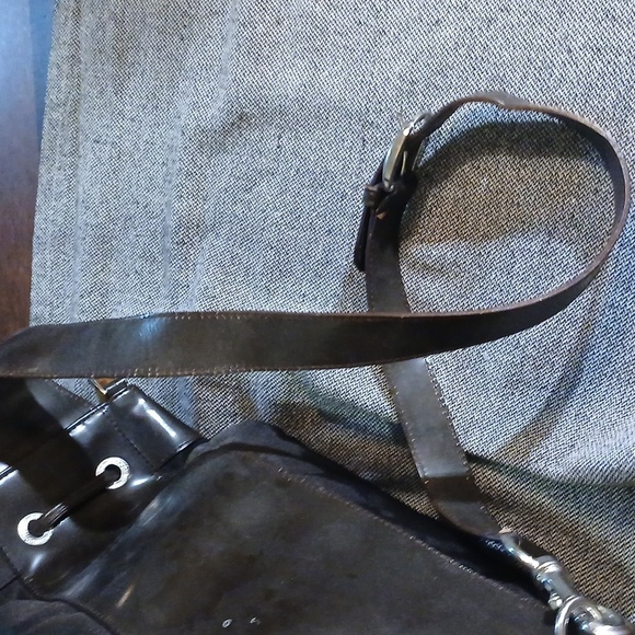 Authentic Gucci Vintage Bamboo Drawstring Shoulder Bag Nylon Leather Dark Brown - Picture 11 of 16